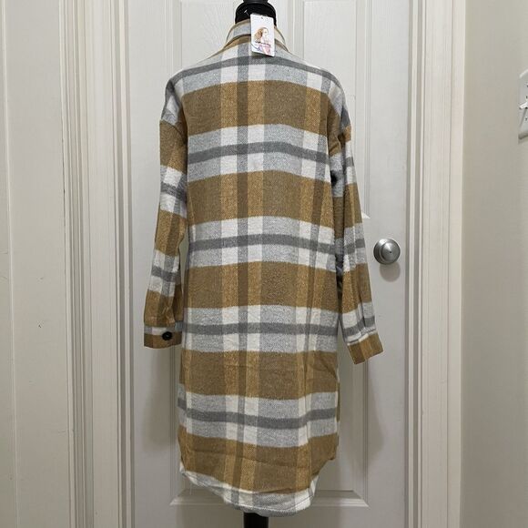 NEW‎ Pretty Garden Plaid Shacket Button Up Jacket Flannel Shirt Womens Small NWT - Picture 3 of 12